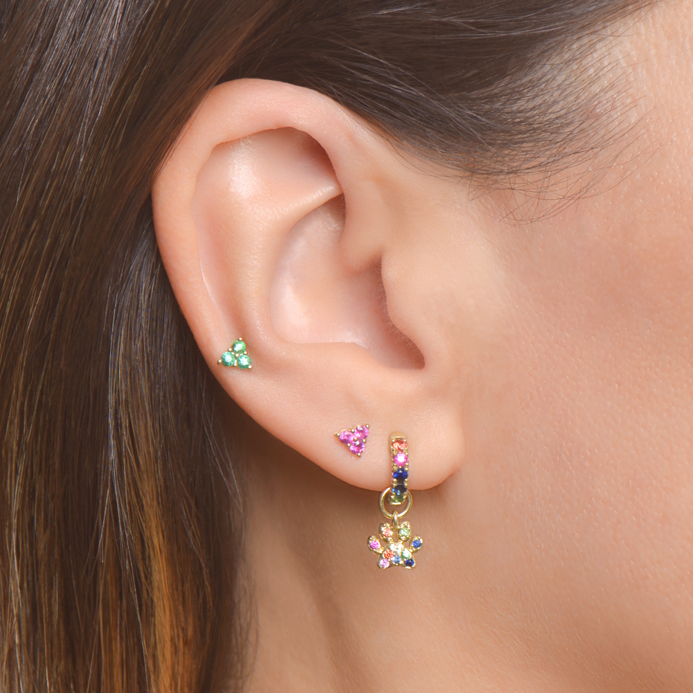 Petite Diamond Pave Paw Earring Charm - Image 4