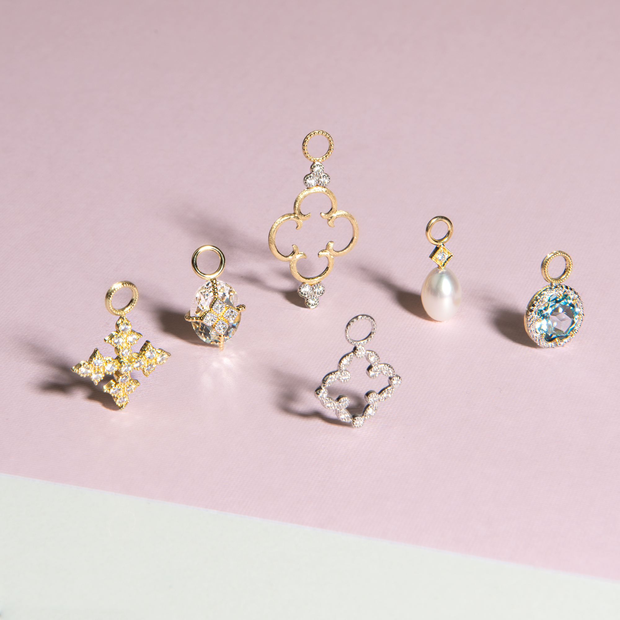 Provence Delicate Pave Trio Round Stone Earring Charms - Image 3