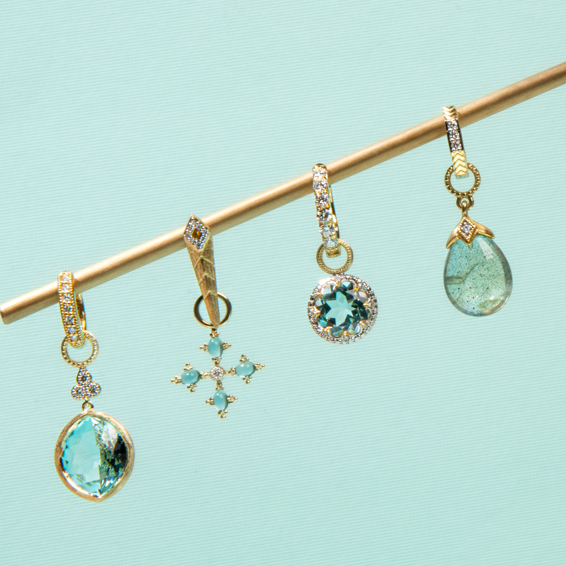 Provence Delicate Pave Trio Round Stone Earring Charms - Image 4