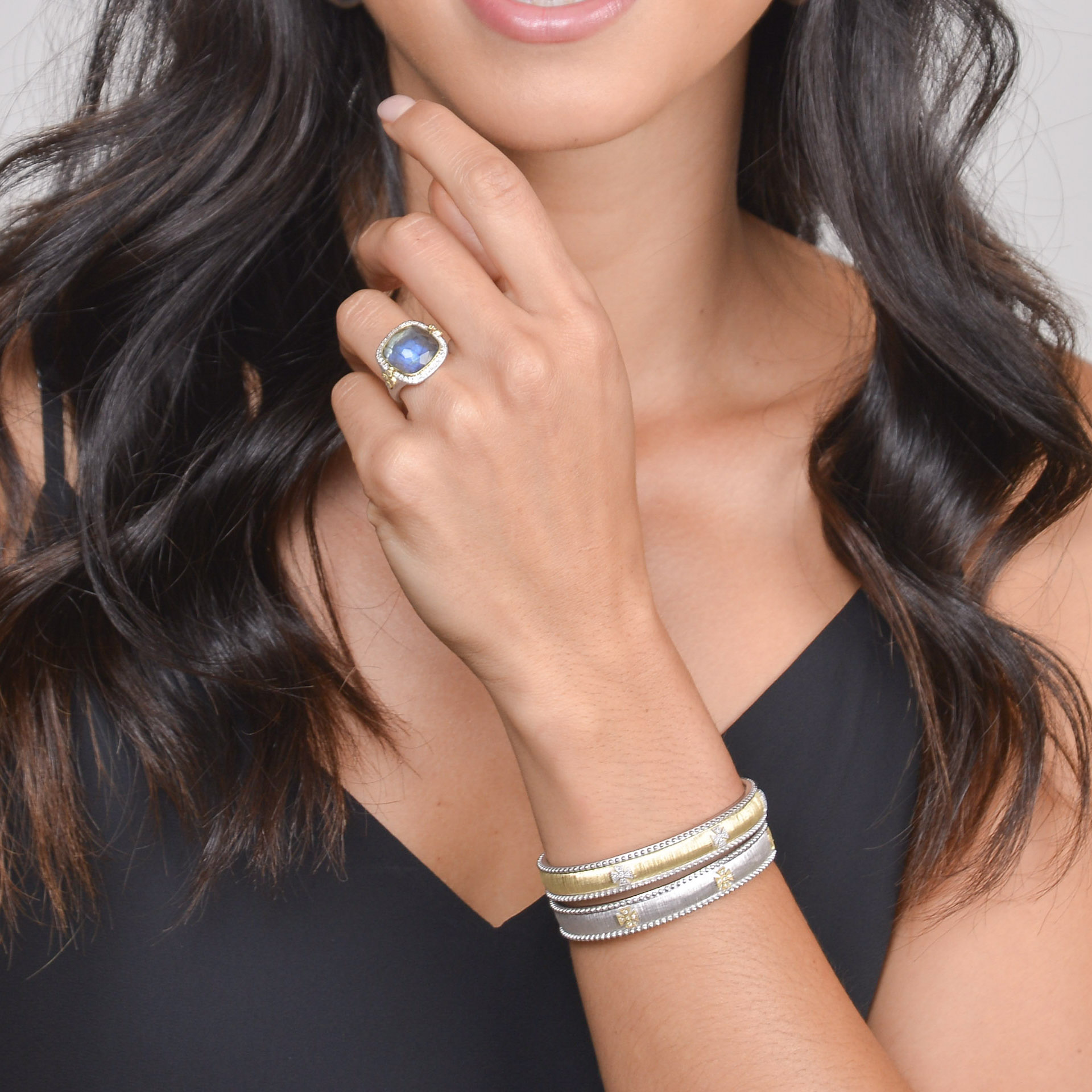 Mixed Metal Narrow Beaded Maltese Cuff - Image 2