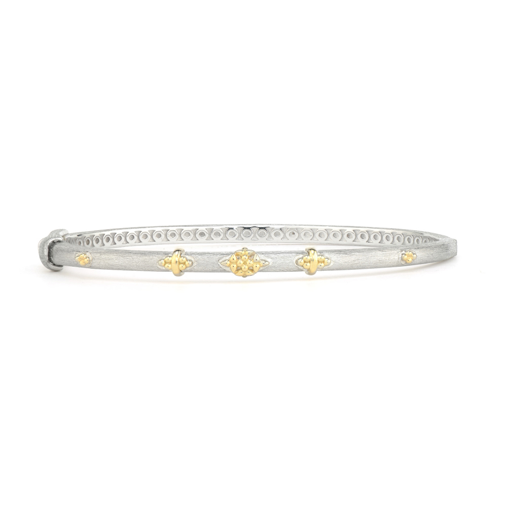 Mixed Metal Beaded Trio Bangle