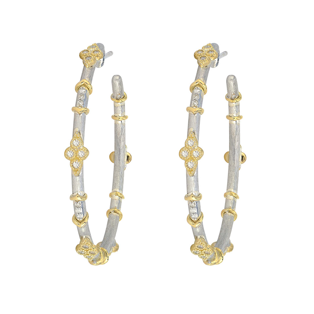 Mixed Metal Large Moroccan Hoop Earrings With Gold Accents
