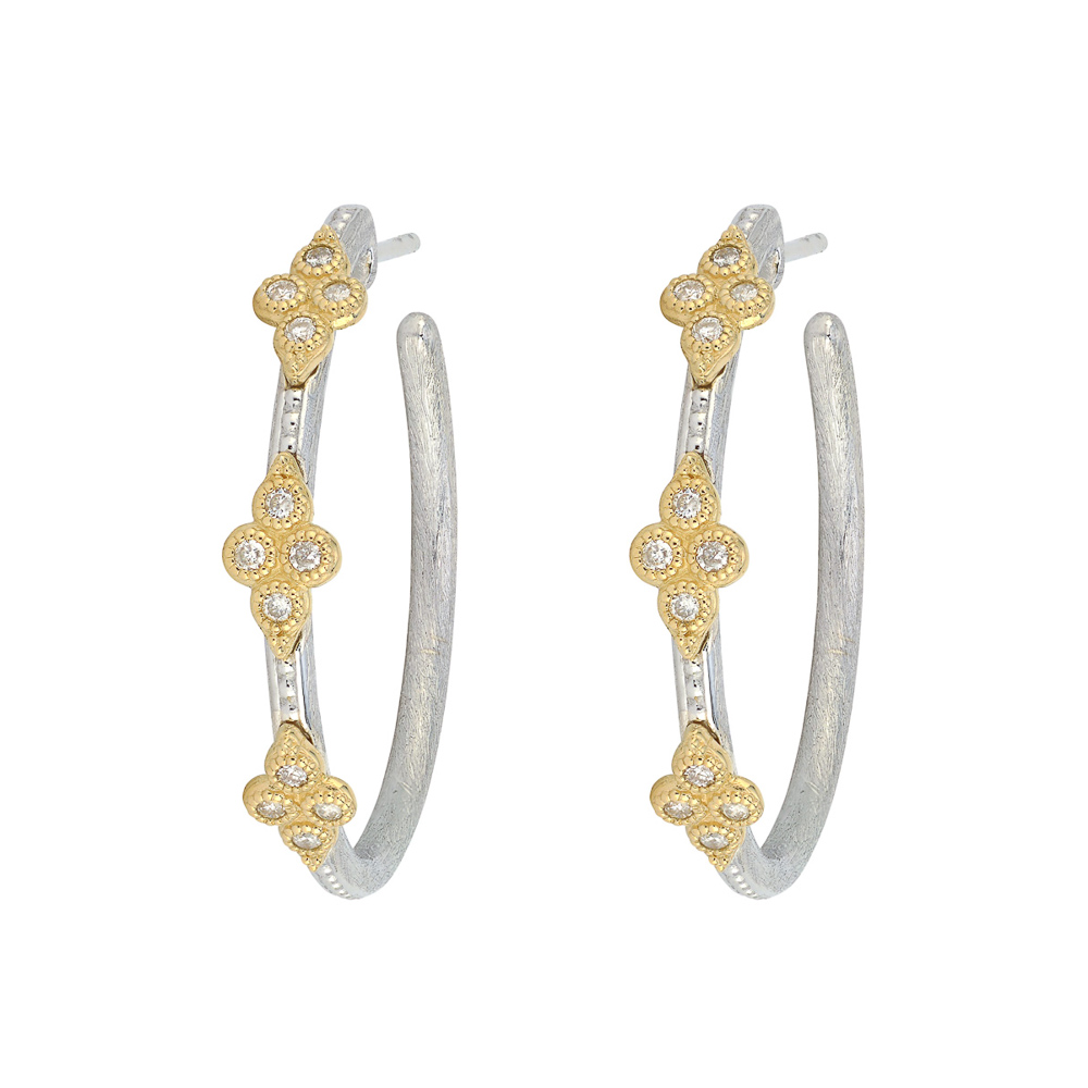 Mixed Metal Medium Moroccan Quad Hoop Earrings With Gold Accents