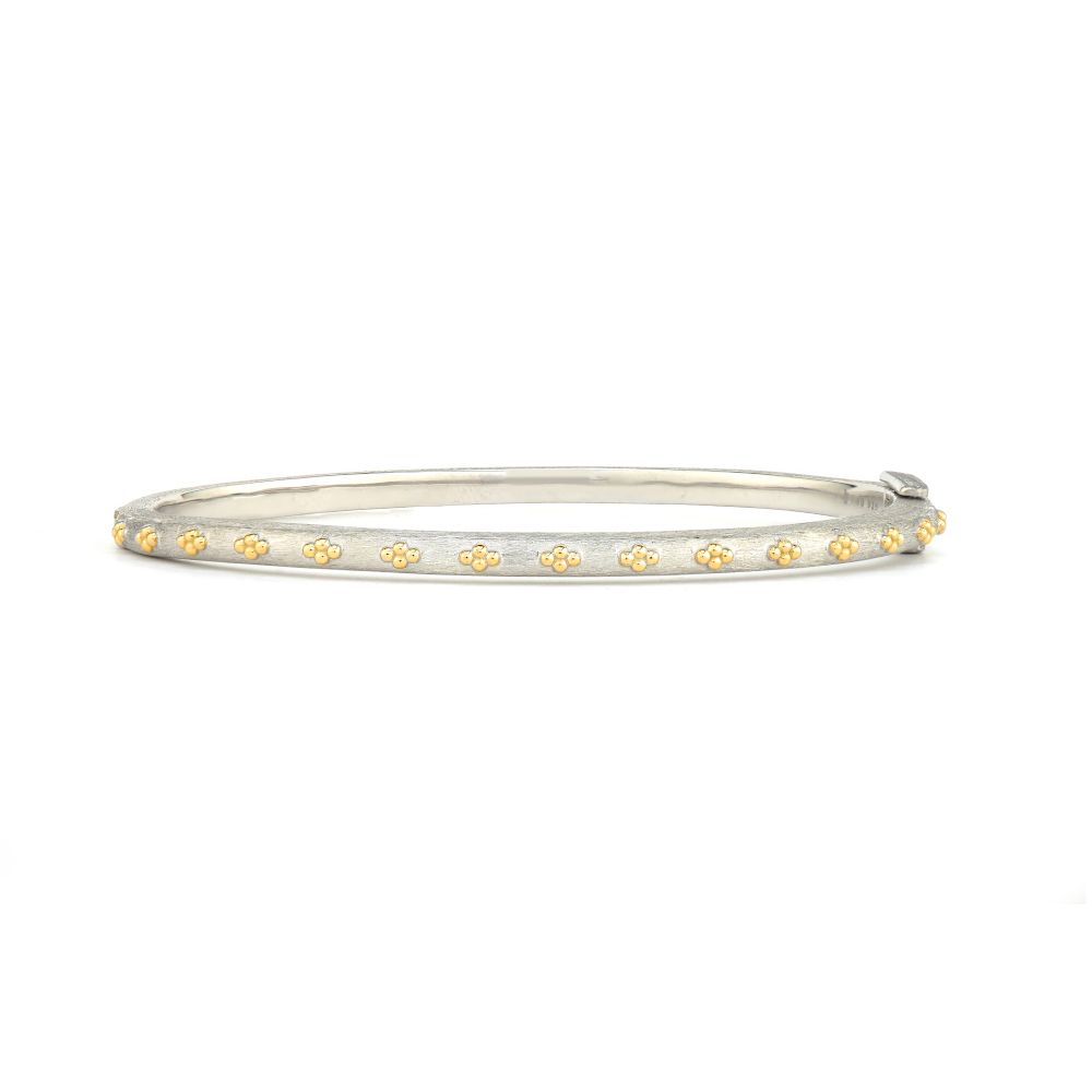 Mixed Metal Thin Beaded Quad Bangle