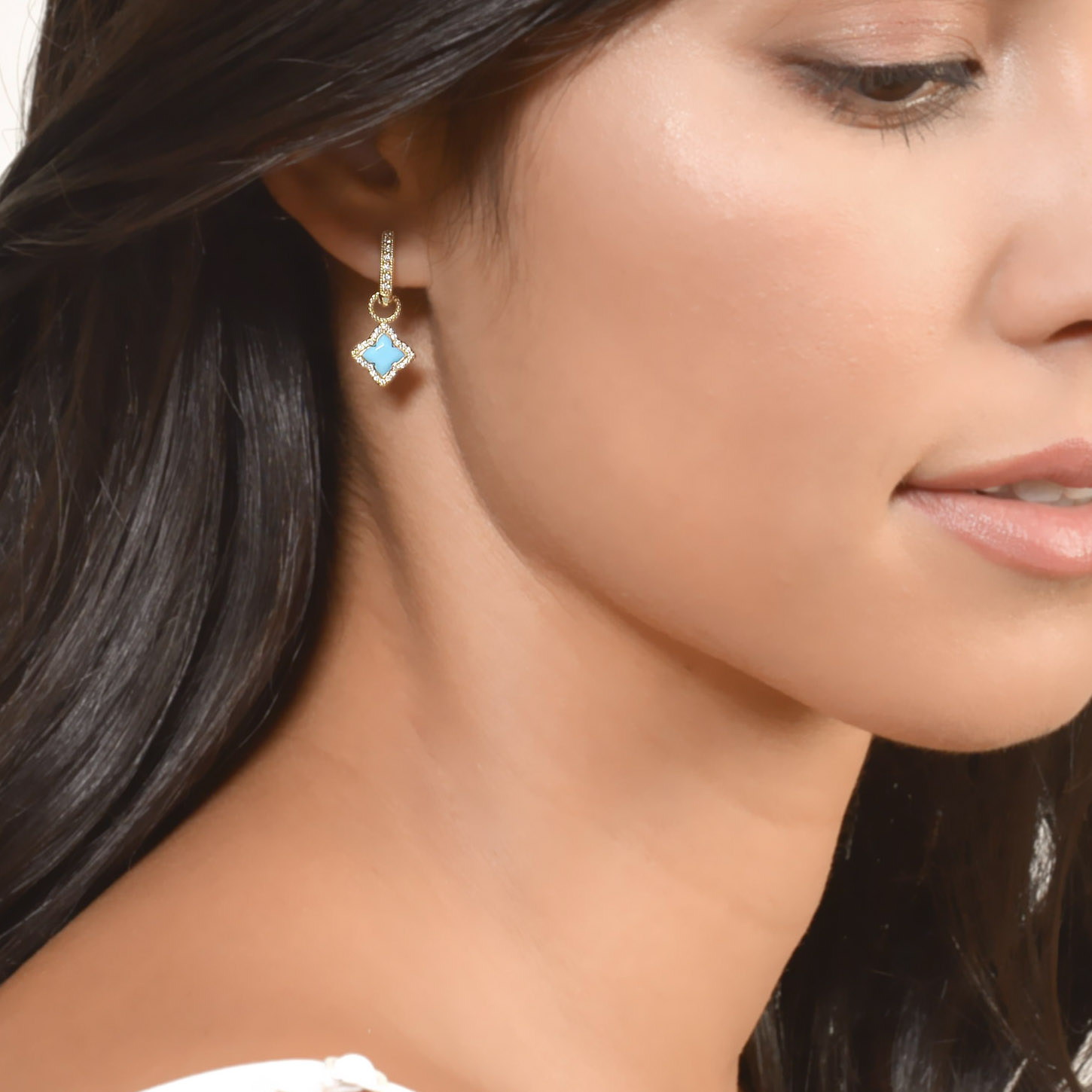 Moroccan Flower Stone Pave Halo Earring Charms - Image 2