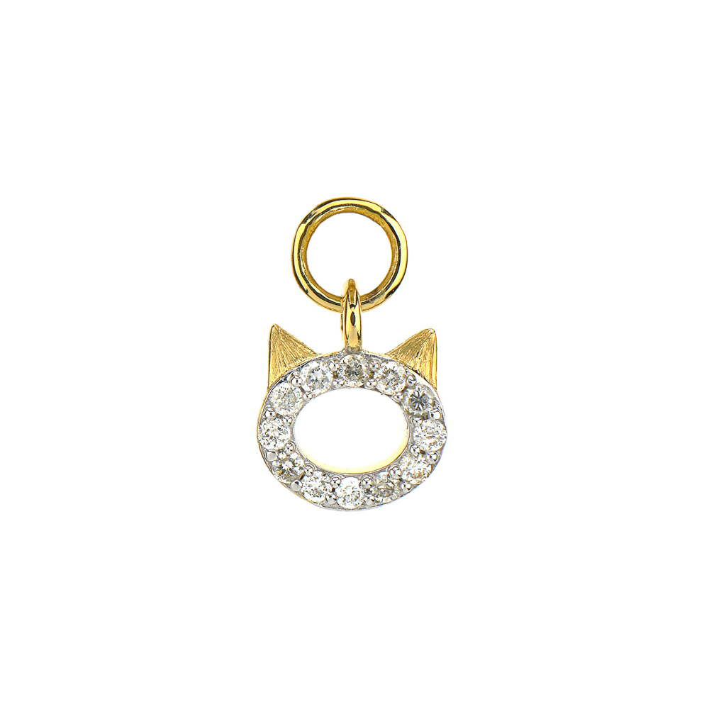 Petite Pave Diamond Kitty Earring Charm - Image 3