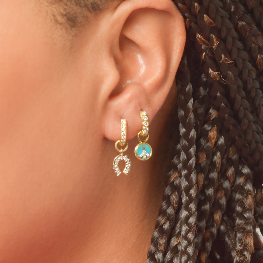 Petite Diamond Pave Horseshoe Earring Charm - Image 2