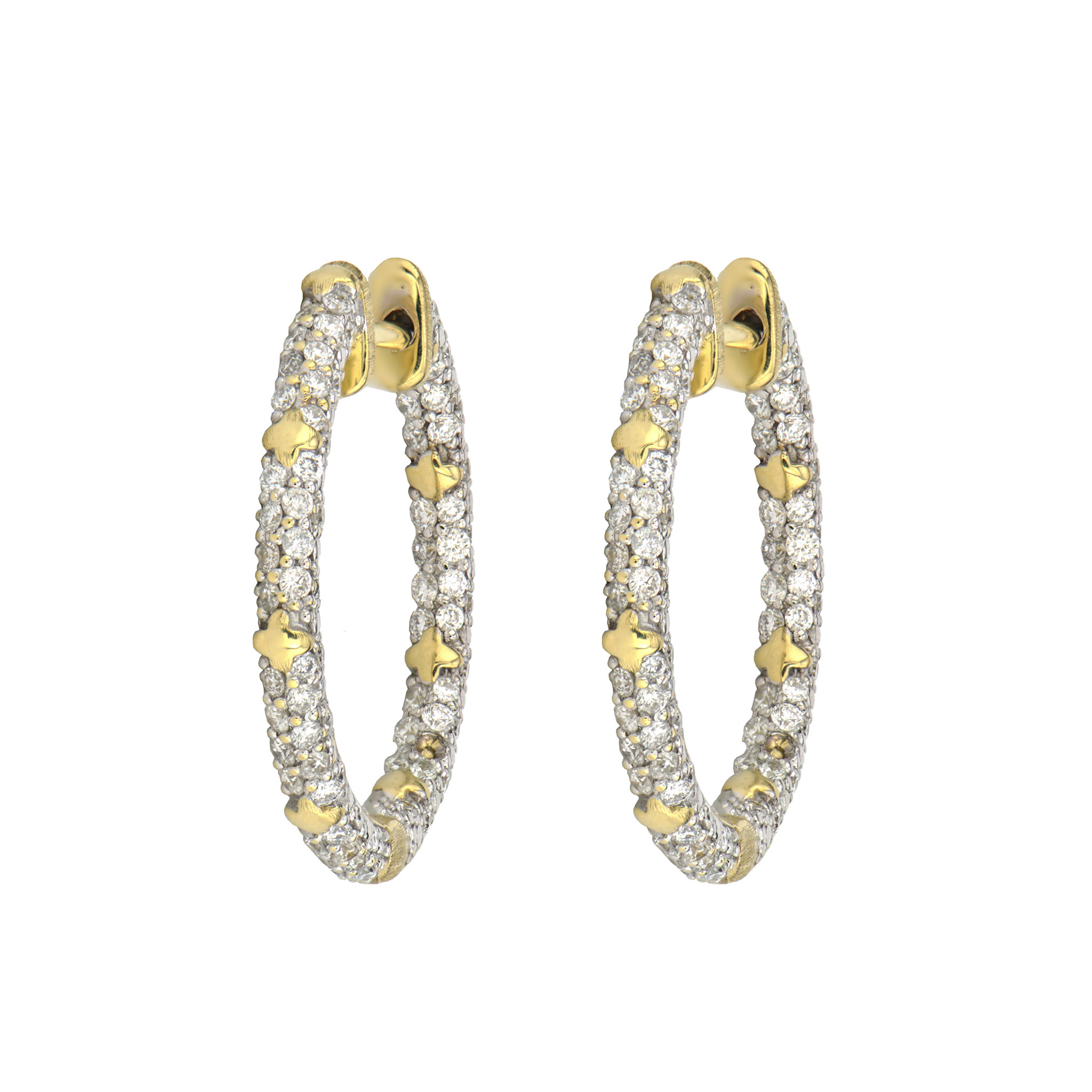 Medium Moroccan Pave Quatrefoil Hoop Earrings Judefrances
