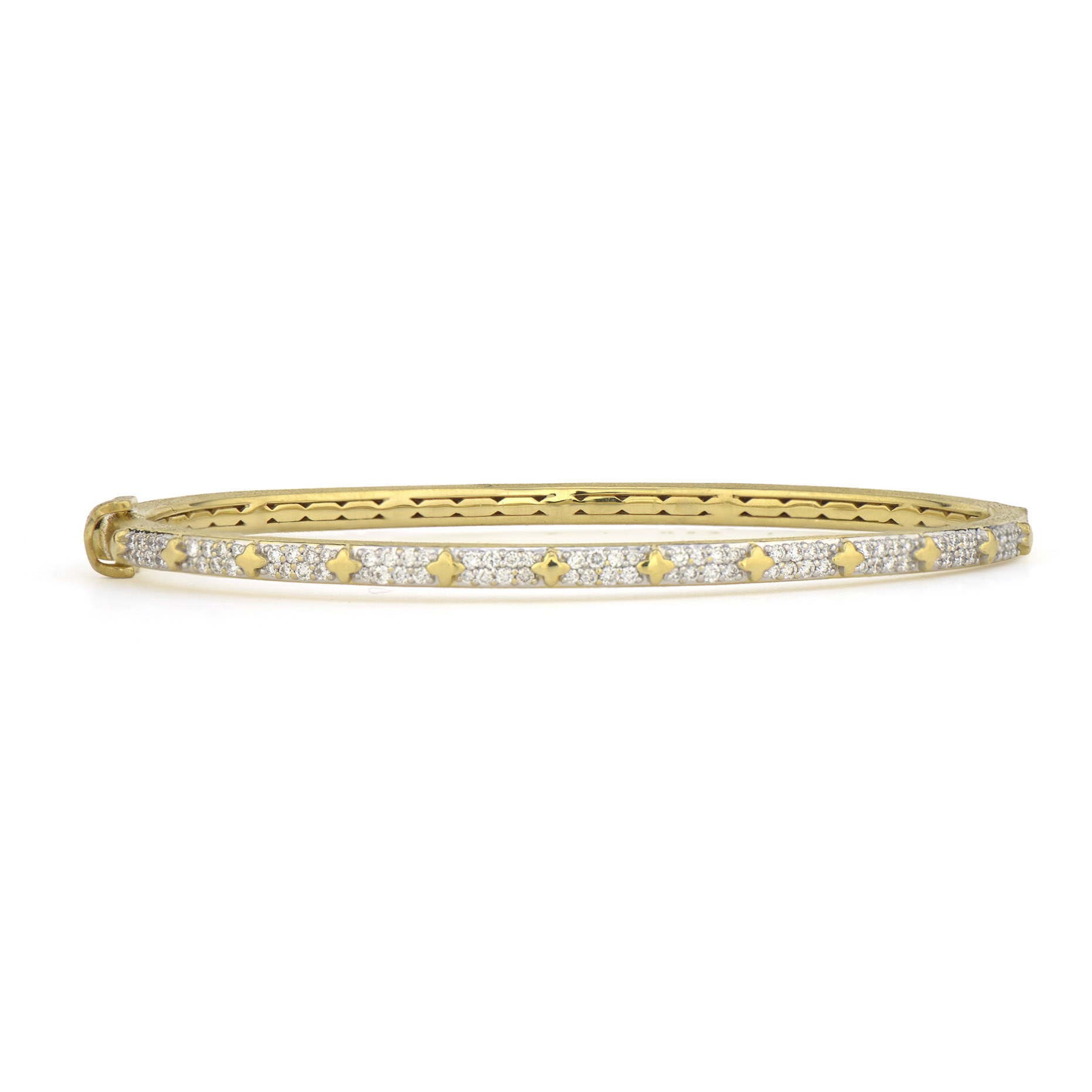 Narrow Moroccan Pave Quatrefoil Bangle