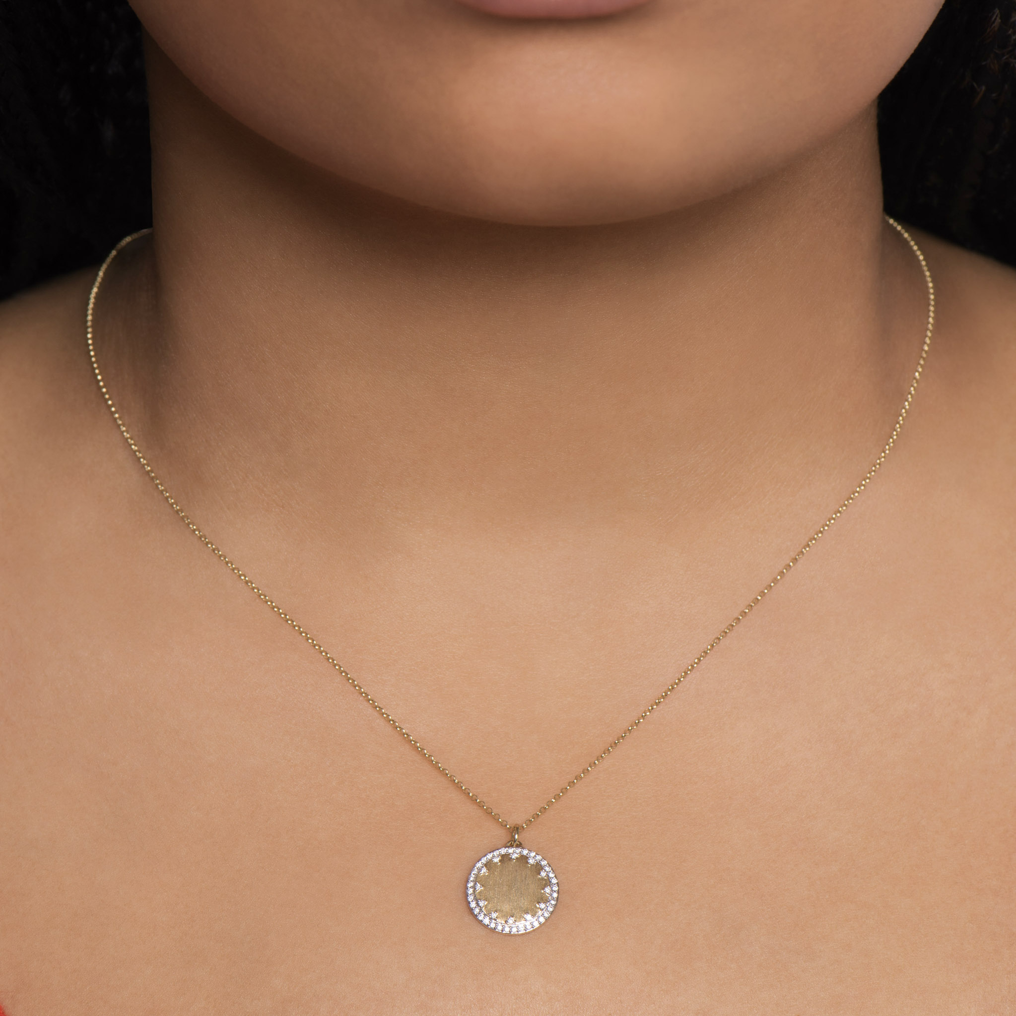 Provence Small Pave Disc Pendant - Image 2