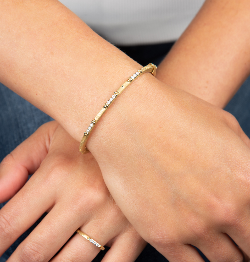 Provence Thin Three Cluster Diamond Bangle - Image 2