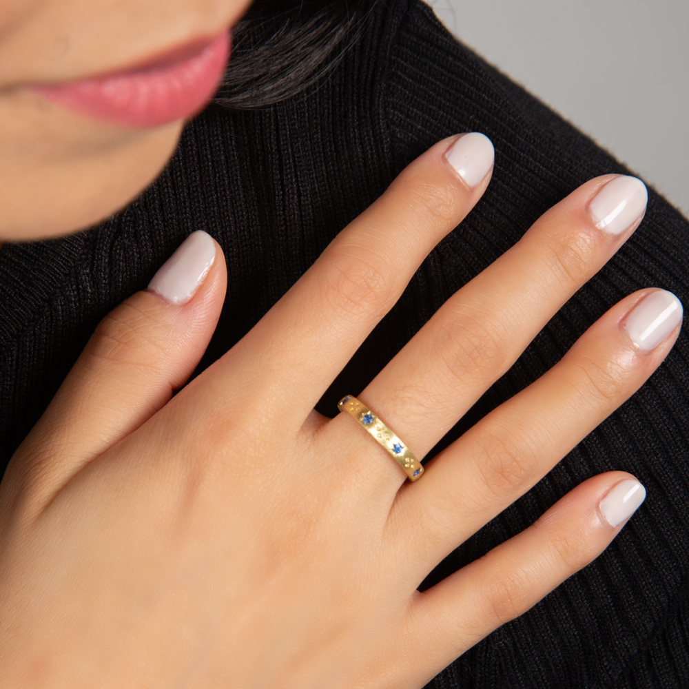 Moroccan Stacker Band With Blue Sapphire - Image 2