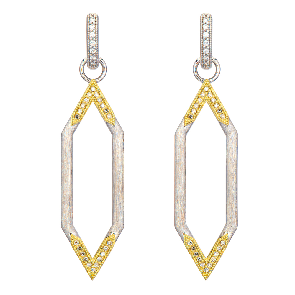 Mixed Metal Elongated Hexagon Earring Charms