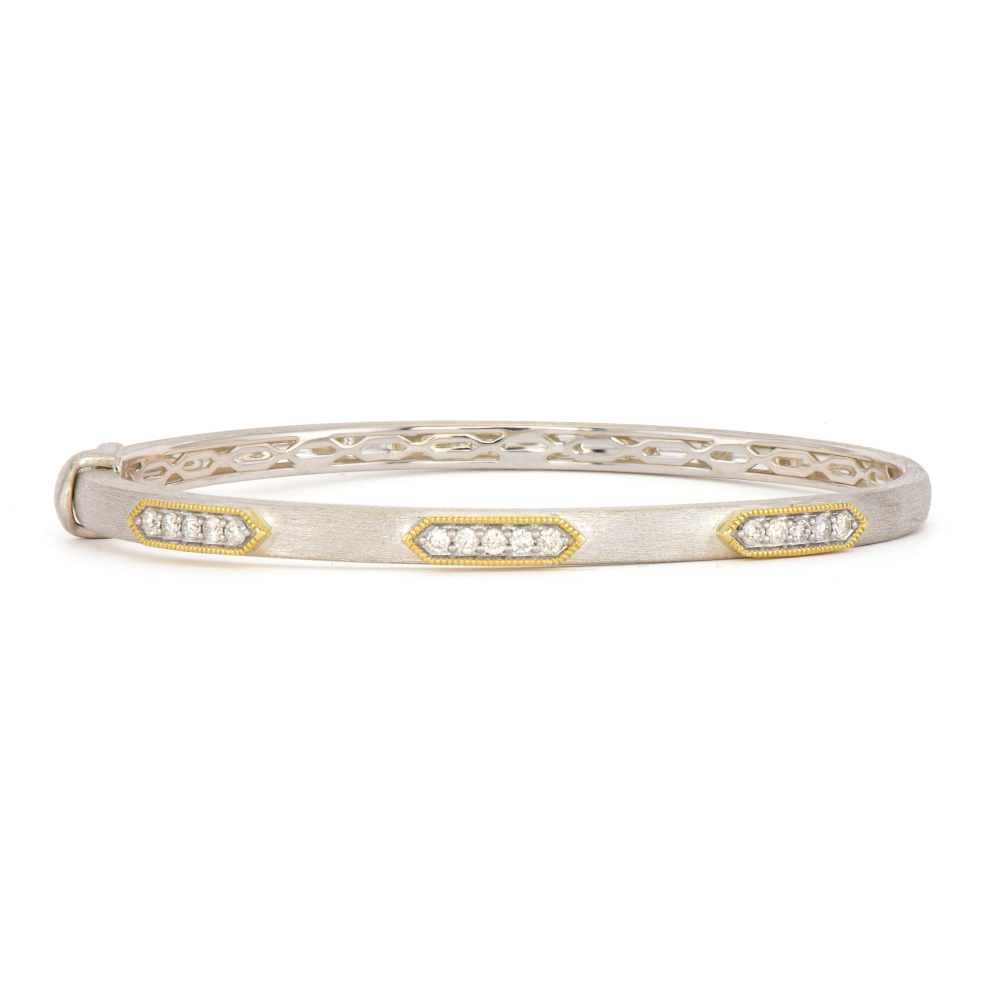 Mixed Metal Diamond Hexagon Bangle