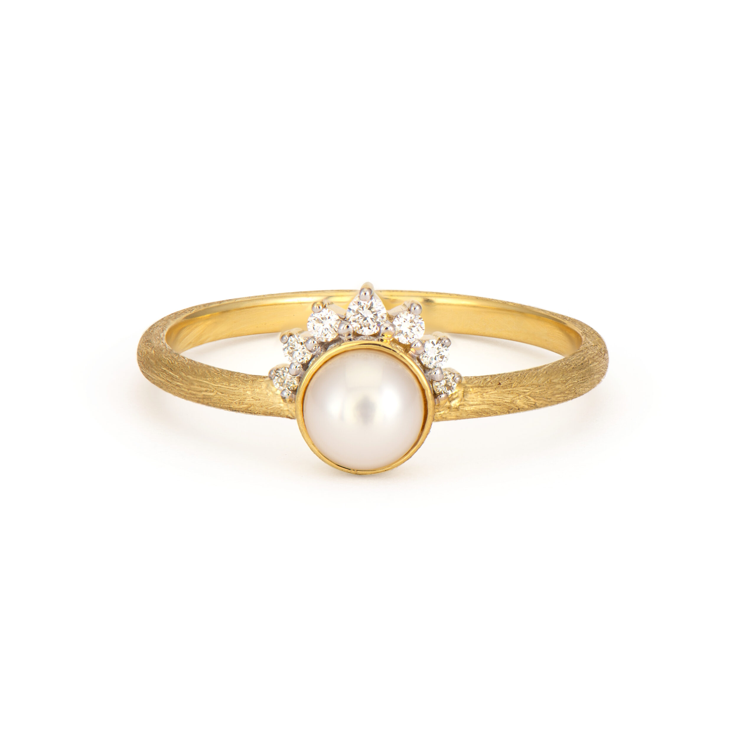 Catena Petite Pearl And Diamond Ring