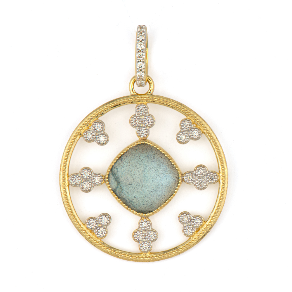 Provence Labradorite Doublet and Floating White Diamonds Pendant