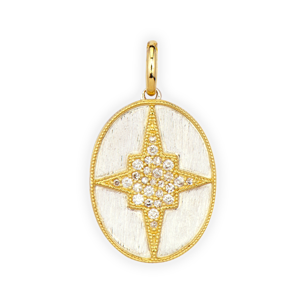 Mixed Metal Oval Pave Pendant