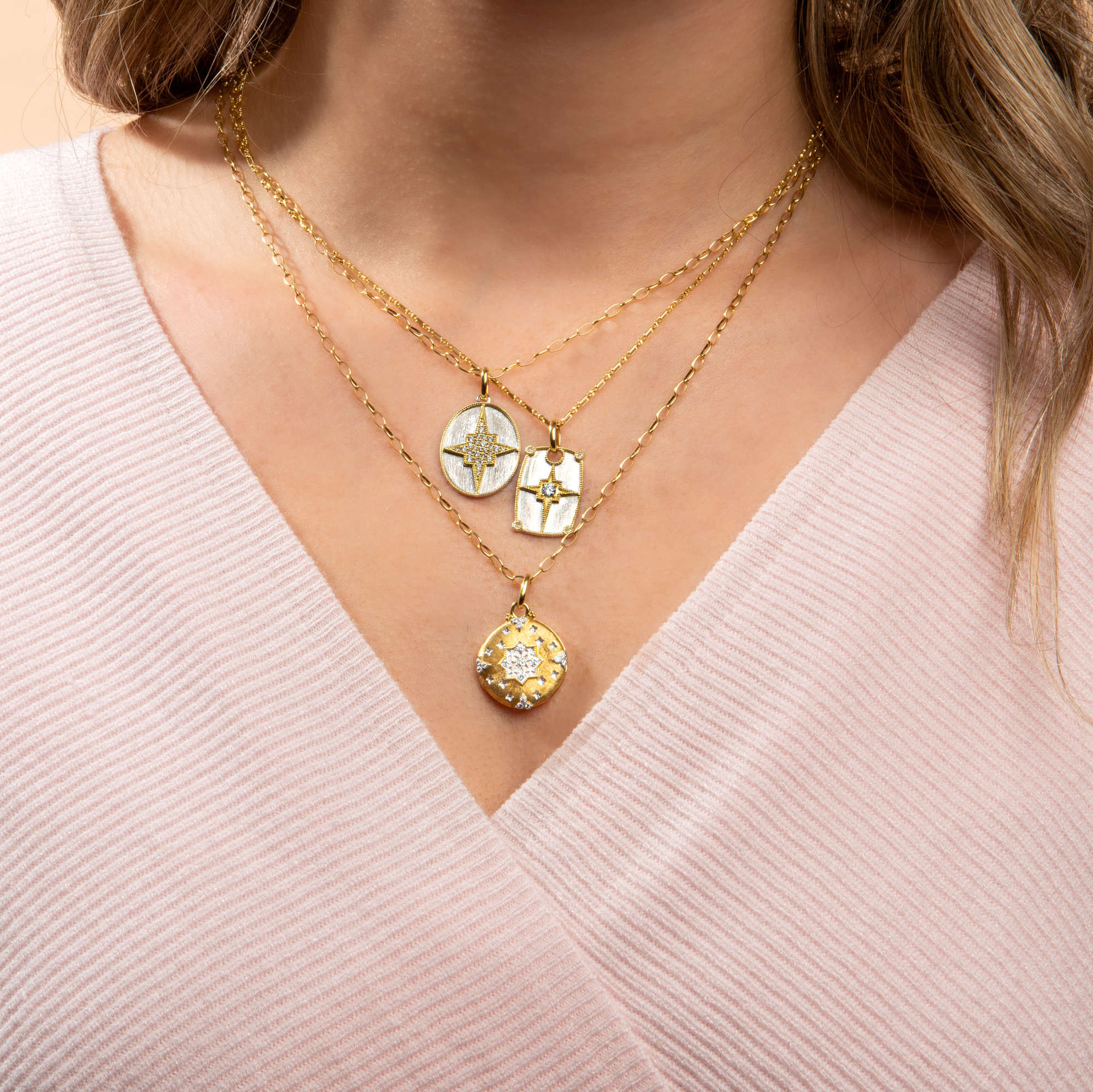 Mixed Metal Oval Pave Pendant - Image 3