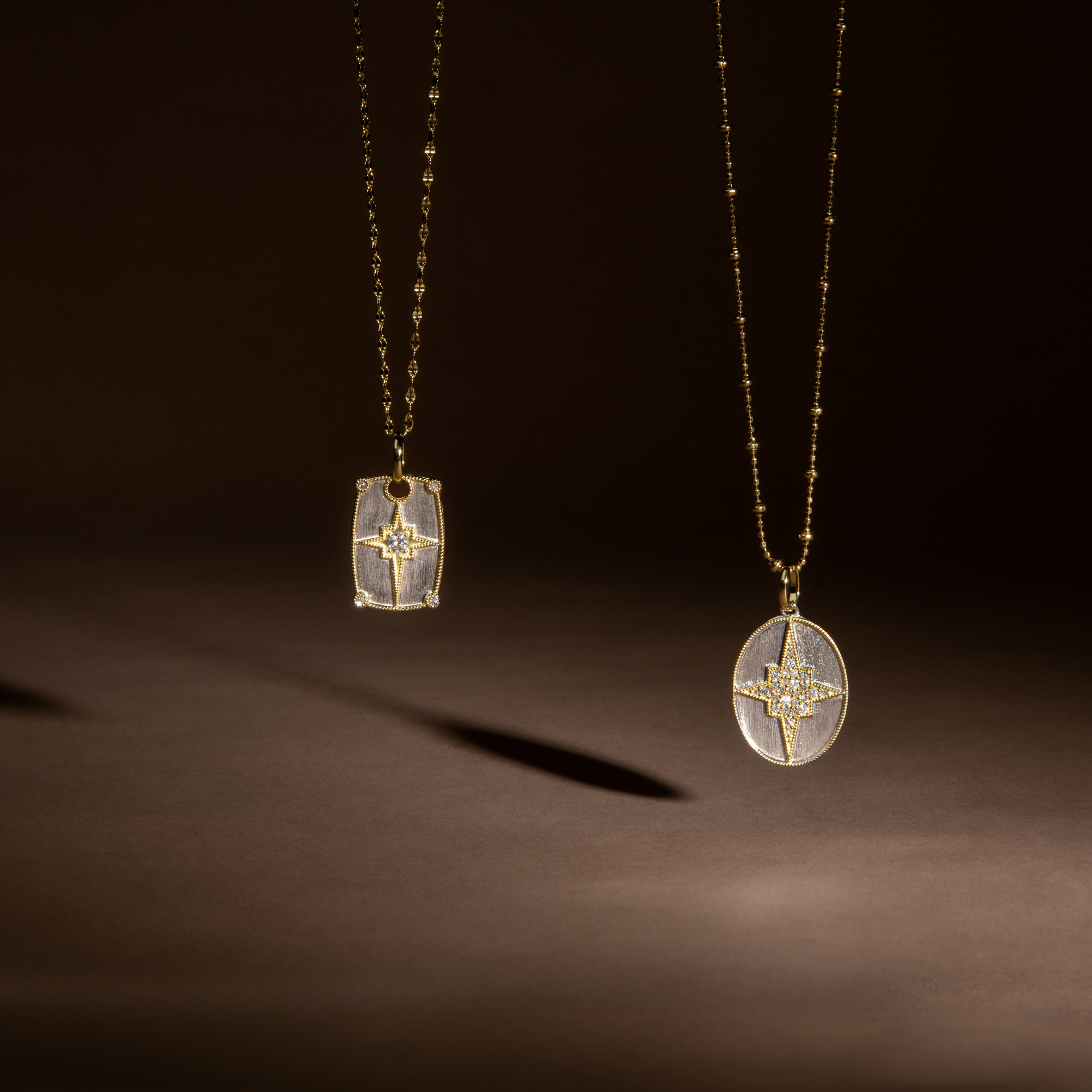 Mixed Metal Oval Pave Pendant - Image 4