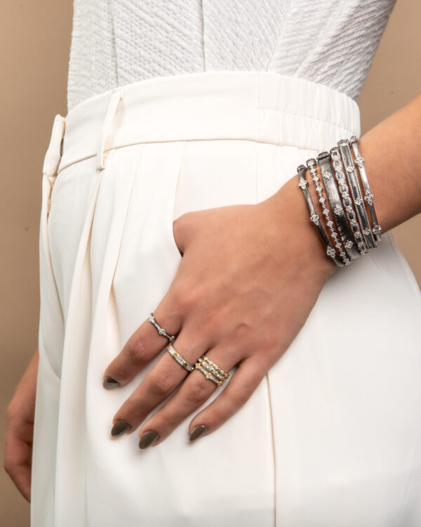 JudeFrances Silver Continuous Kite And Quad White Topaz Bangle - Image 2