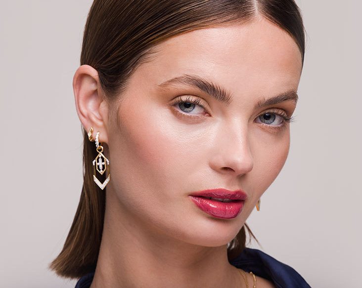 Lisse Diamond Kite Hoop Earrings - Image 2